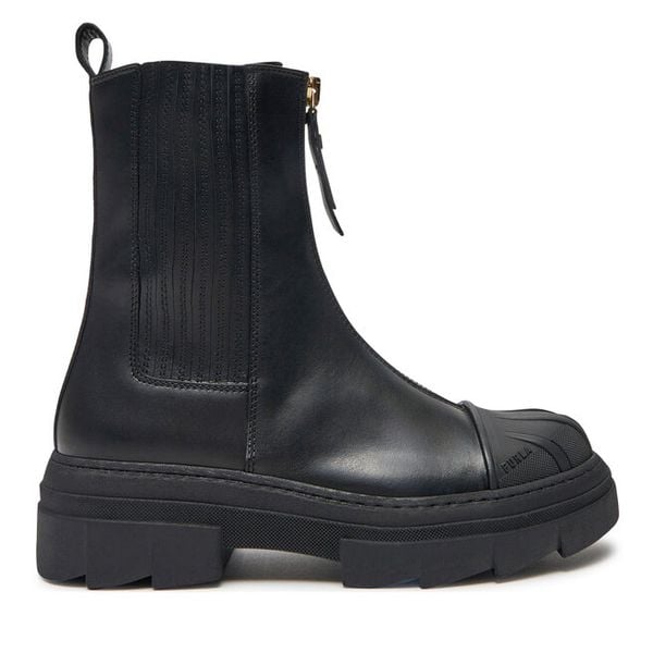 Sztyblety Furla. Czarne botki damskie Furla, bez wzorów, bez obcasa, na płaskiej podeszwie, bez zapięcia. Za 909.99 zł.