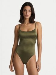 Calvin Klein Swimwear Strój kąpielowy LV00Q61120 Khaki. Brązowe stroje kąpielowe damskie Calvin Klein Swimwear, xl, bez wzorów, z syntetyku. Za 529.99 zł.