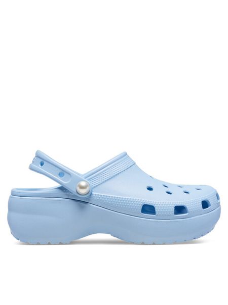 Crocs Klapki Classic Platform Pearl Clog 211231 Niebieski. Niebieskie klapki damskie Crocs, bez wzorów, z tworzywa sztucznego, bez obcasa, bez zapięcia. Za 179.99 zł.