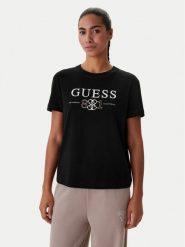 Guess T-Shirt V6RI13 KD772 Czarny Regular Fit. Czarne t-shirty damskie Guess, xl, z aplikacjami, z lyocellu, bez kołnierzyka, bez ramiączek. Za 199.99 zł.