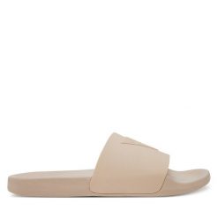 Klapki Guess. Brązowe klapki męskie Guess, z aplikacjami, bez zapięcia. Za 119.99 zł.
