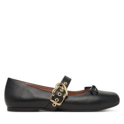Baleriny LOVE MOSCHINO. Czarne balerinki damskie Love Moschino, bez wzorów, bez obcasa, bez zapięcia. Za 879.99 zł.