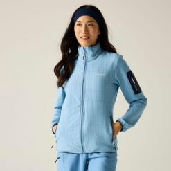 Damska bluza polarowa Ralina z zamkiem błyskawicznym. Niebieskie bluzy damskie Regatta, bez wzorów, z elastanu, bez ramiączek, bez kaptura. Za 229.99 zł.