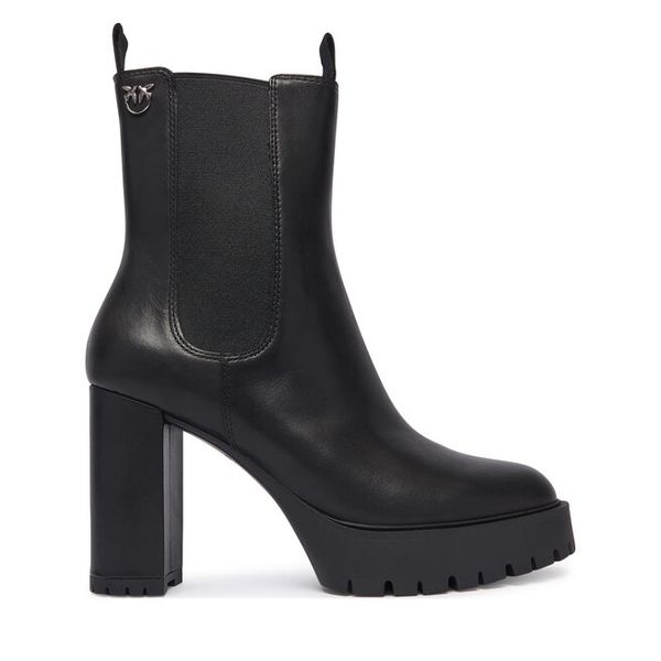 Botki PINKO. Czarne botki damskie Pinko, bez wzorów, bez obcasa, na słupku, bez zapięcia. Za 1,399.00 zł.