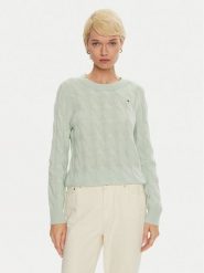 Tommy Hilfiger Sweter WW0WW43586 Zielony Regular Fit. Zielone swetry nierozpinane damskie Tommy Hilfiger, l, bez wzorów, z wełny, bez kołnierzyka, bez ramiączek. Za 359.99 zł.