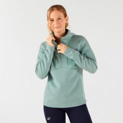 Bluza tenisowa damska z kapturem, na suwak. Zielone bluzy damskie KUIKMA, l, bez wzorów, z elastanu, sportowe, bez ramiączek, z kapturem. Za 129.99 zł.