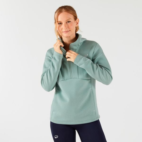 Bluza tenisowa damska z kapturem, na suwak. Zielone bluzy damskie KUIKMA, l, bez wzorów, z elastanu, sportowe, bez ramiączek, z kapturem. Za 129.99 zł.