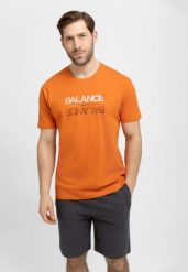 T-shirt z napisem, Comfort Fit, T-BALANCE. Brązowe t-shirty męskie Volcano, l, bez wzorów, z bawełny, bez kołnierzyka, bez ramiączek. Za 69.99 zł.