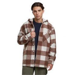 Kurtka Z Kapturem Męska W Kratkę. Brązowe kurtki męskie Urban Classics, l, bez wzorów, sportowe, z kapturem. Za 253.99 zł.