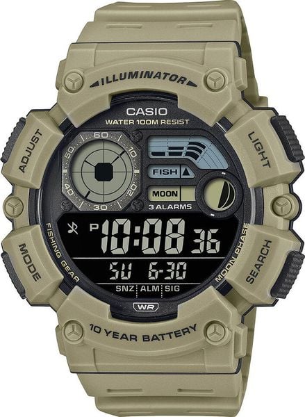 Zegarek Casio ZEGAREK MĘSKI CASIO Digital Moonphase WS-1500H-5B + BOX. Zegarki męskie Casio, bez wzorów. Za 178.36 zł.