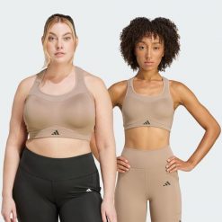 Biustonosz TLRD Impact Training High Support. Brązowe bielizna sportowa damska Adidas, plus size, bez wzorów, z materiału, climacool (adidas). W wyprzedaży za 194.25 zł.