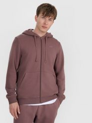 4F Bluza dresowa rozpinana z kapturem męska - brązowa XL. Brązowe bluzy sportowe męskie 4F, m, bez wzorów, z bawełny, z kapturem. Za 99.99 zł.