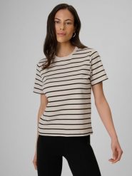 4F T-shirt relaxed z nadrukiem damski - kremowy XL. Białe t-shirty damskie 4F, xl, bez wzorów, z bawełny, bez kołnierzyka, bez ramiączek. Za 69.99 zł.