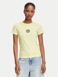 Guess Jeans T-Shirt W6YI60 K6413 Żółty Regular Fit. Żółte t-shirty damskie Guess Jeans, m, z aplikacjami, z bawełny, bez kołnierzyka, bez ramiączek. Za 179.99 zł.