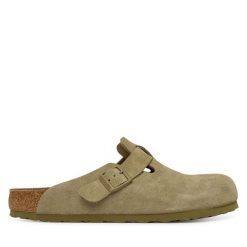 Klapki Birkenstock. Brązowe klapki męskie Birkenstock, bez wzorów, bez zapięcia. Za 694.99 zł.