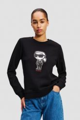 KARL LAGERFELD Czarna damska bluza Ikon Sketch. Czarne bluzy damskie KARL LAGERFELD, s, bez wzorów, bez ramiączek, bez kaptura. W wyprzedaży za 699.99 zł.