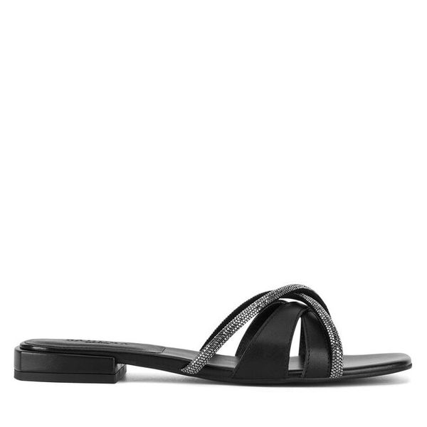 Klapki Badura. Czarne klapki damskie Badura, bez wzorów, bez obcasa, bez zapięcia. Za 159.99 zł.