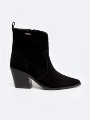 Botki damskie kowbojki ze skóry naturalnej zamszowej czarne SS274472 906. Czarne botki damskie BIG STAR, bez wzorów, z jeansu, eleganckie, bez obcasa, na obcasie, bez zapięcia. Za 289.99 zł.