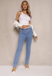 Jasnoniebieskie Jeansy Typu Skinny z Bawełną High Waist Novorine. Niebieskie jeansy damskie Renee, bez wzorów, z bawełny, eleganckie, z podwyższonym stanem. Za 69.99 zł.