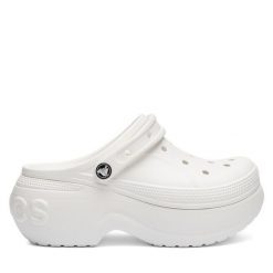 Klapki Crocs. Białe klapki damskie Crocs, bez wzorów, bez obcasa, bez zapięcia. Za 279.99 zł.
