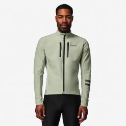 Kurtka zimowa na rower szosowy męska Van Rysel EDR. Czarne kurtki sportowe męskie VAN RYSEL, na zimę, m, bez wzorów, z materiału, bez kaptura, rowerowe. Za 349.99 zł.