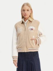 Tommy Jeans Kurtka skórzana Suede Varsity DW0DW22769 Beżowy Regular Fit. Brązowe kurtki damskie Tommy Jeans, l, bez wzorów, z jeansu, bez kaptura. Za 2,489.00 zł.