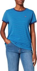 LEE STRIPE TEE RELAXED FIT DAMSKI T-SHIRT KOSZULKA LOGO DIPPED BLUE L43LAYLA 112109672. Niebieskie bluzki damskie Lee, l, bez wzorów, bez kołnierzyka, bez ramiączek. W wyprzedaży za 49.99 zł.