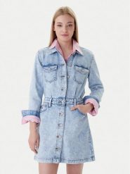 Tommy Jeans Sukienka jeansowa DW0DW22004 Niebieski Regular Fit. Niebieskie sukienki damskie Tommy Jeans, xl, bez wzorów, z bawełny, bez kołnierzyka, bez ramiączek. Za 509.99 zł.