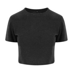 Top Damski / Damski Heather Triblend Crop Top. Czarne topy damskie AWDIS, xl, bez wzorów, sportowe, bez kołnierzyka, bez ramiączek. Za 69.99 zł.