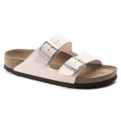 Klapki damskie Birkenstock Arizona BS Birko-flor. Czerwone klapki damskie Birkenstock, bez wzorów, z jeansu, eleganckie, bez obcasa, bez zapięcia. Za 287.00 zł.