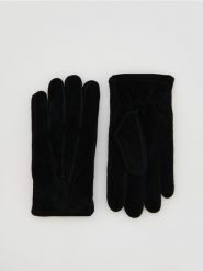 Zamszowe rękawiczki - czarny. Czarne rękawiczki męskie Reserved, bez wzorów, z zamszu. Za 129.99 zł.