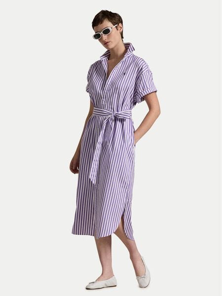Polo Ralph Lauren Sukienka koszulowa 211959911002 Fioletowy Regular Fit. Fioletowe sukienki damskie Polo Ralph Lauren, m, bez wzorów, z bawełny, bez kołnierzyka, bez ramiączek, koszulowe. Za 529.99 zł.
