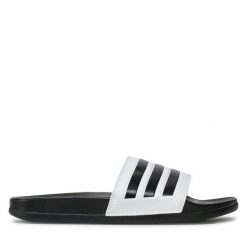 Klapki adidas. Białe klapki damskie Adidas, bez wzorów, sportowe, bez obcasa, bez zapięcia. Za 199.99 zł.