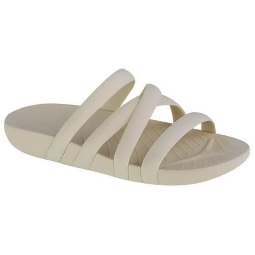 Klapki damskie Crocs Splash Strappy Sandal. Brązowe klapki damskie Crocs, bez wzorów, z materiału, sportowe, bez obcasa, bez zapięcia. Za 274.00 zł.