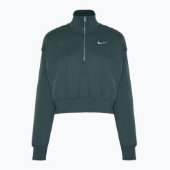 Bluza damska Nike Sportswear Phoenix Fleece 1/2 Zip Cropped. Zielone bluzy damskie Nike, bez wzorów, bez ramiączek, bez kaptura. Za 239.99 zł.