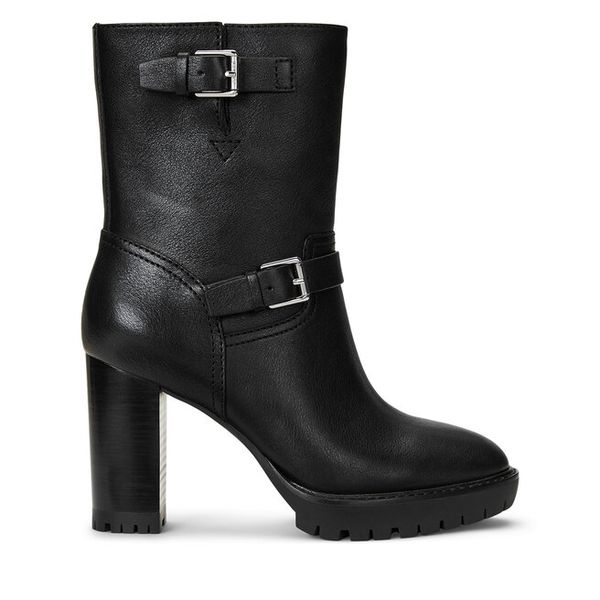 Botki LAUREN RALPH LAUREN. Czarne botki damskie Lauren Ralph Lauren, bez wzorów, bez obcasa, na słupku, bez zapięcia. Za 599.99 zł.
