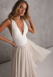Beżowa Rozkloszowana Spódnica z Bawełny w Stylu Preppy Petrra. Brązowe spódnice damskie Renee, na co dzień, bez wzorów, z bawełny, maxi, dopasowane. Za 149.99 zł.