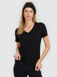 4F T-shirt regular gładki damski - czarny M. Czarne t-shirty damskie 4F, m, bez wzorów, z materiału, biznesowe, bez kołnierzyka, bez ramiączek. Za 49.99 zł.