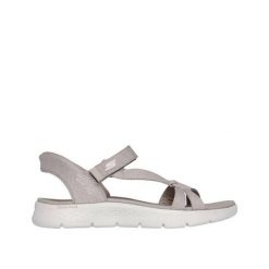 Sandały damskie Skechers Go Walk Flex. Brązowe sandały damskie Skechers, bez wzorów, z materiału, bez obcasa, na obcasie, bez zapięcia. Za 319.40 zł.