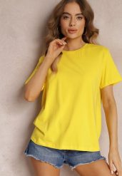 Żółty T-shirt z Krótkim Rękawem i Okrągłym Dekoltem Volksa. Żółte t-shirty damskie Renee, m, bez wzorów, bez kołnierzyka, bez ramiączek. Za 29.99 zł.
