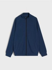 Prążkowana bluza bomberka - szary. Szare kurtki męskie Sinsay, l, bez wzorów, prążkowane, bez kaptura. Za 59.99 zł.