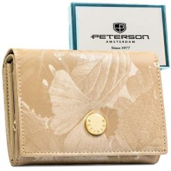 Beżowy portfel damski ze skóry naturalnej i ekologicznej z systemem RFID Peterson PTN PS445-MLF. Brązowe portfele damskie Peterson, ze skóry. Za 89.99 zł.