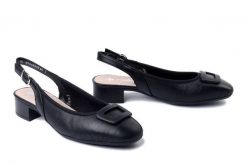 RIEKER 43456-00 black, czółenka damskie. Czarne czółenka damskie Rieker, na lato, bez wzorów, bez obcasa, bez zapięcia. Za 339.90 zł.