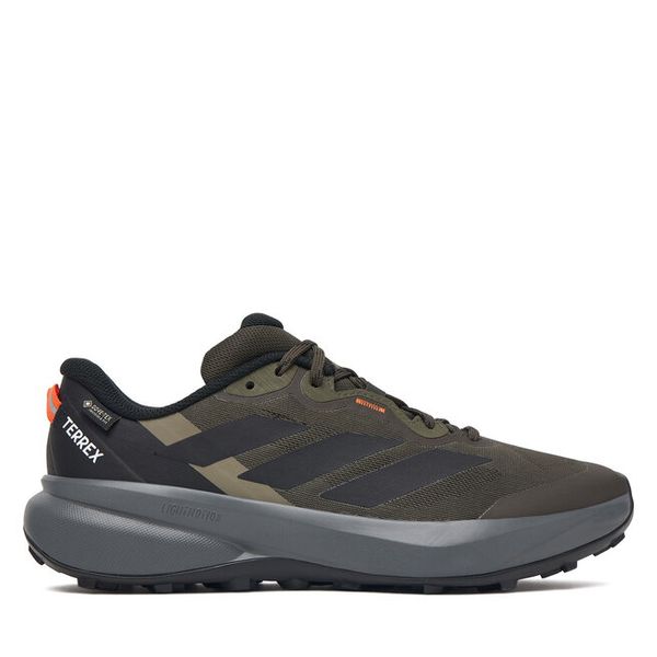 Trekkingi adidas. Zielone buty zimowe męskie Adidas, bez wzorów, z gore-texu, bez obcasa, bez zapięcia. Za 529.99 zł.