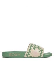 Roxy Klapki ARJL100909 Zielony. Zielone klapki damskie Roxy, bez wzorów, ze skóry, bez obcasa, bez zapięcia. Za 79.99 zł.