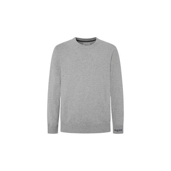 Sweter z okrągłym dekoltem Pepe Jeans New Andre. Szare swetry męskie Pepe Jeans, m, bez wzorów, z jeansu, bez kołnierzyka, bez ramiączek. W wyprzedaży za 217.00 zł.