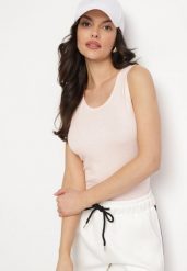 Jasnoróżowy Top Bawełniany Klasyczny Tolivona. Czerwone topy damskie Born2be, l, bez wzorów, z bawełny, eleganckie, bez kołnierzyka, bez ramiączek. Za 19.99 zł.