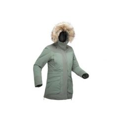Kurtka turystyczna zimowa SH500 ultra-warm damska khaki. Brązowe kurtki sportowe damskie QUECHUA, na zimę, m, bez wzorów, z materiału, bez ramiączek, bez kaptura, climacool (adidas). Za 399.99 zł.
