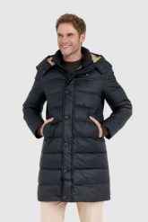 BLAUER Czarna długa puchowa kurtka męska GUS z odpinanym kapturem. Czarne kurtki męskie Blauer USA, l, bez wzorów, z puchu. W wyprzedaży za 1,089.99 zł.