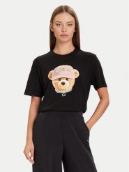 Guess T-Shirt V5BI09 I3Z14 Czarny Relaxed Fit. Czarne t-shirty damskie Guess, s, z aplikacjami, z bawełny, bez kołnierzyka, bez ramiączek. Za 139.99 zł.